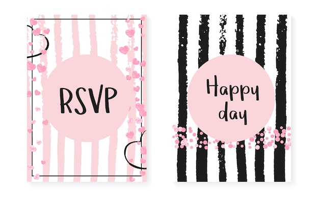 Vector pink glitter dots with sequins wedding and bridal shower invita