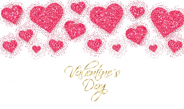 Rosa glitter cuori san valentino giorno banner