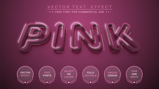 Pink glow edit text effect editable font style