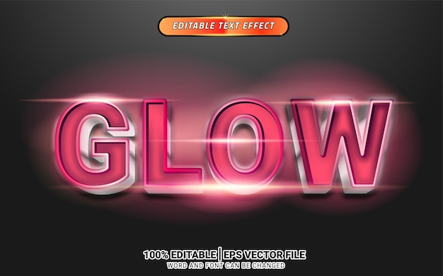 Pink glow shiny 3d text effect editable template design futuristic