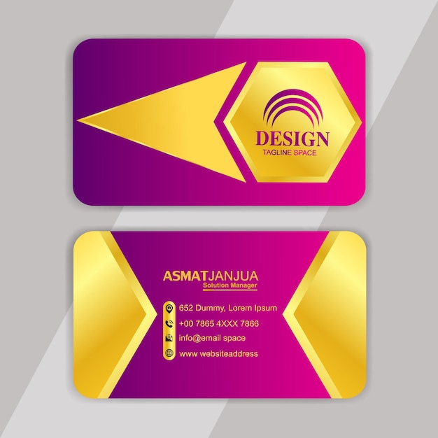 Pink and golden business card template