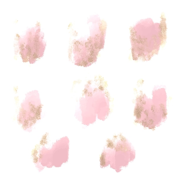 Pink and golden oil storkes Vector oil painting texture stains isolated