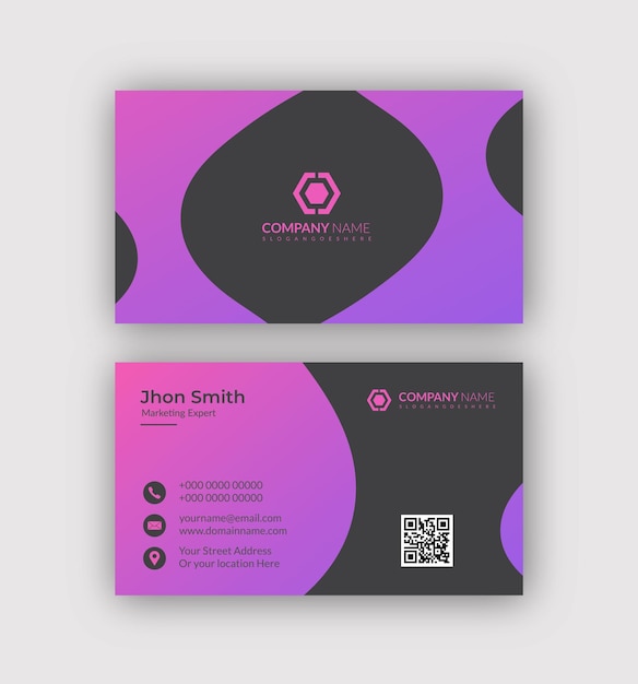 Vector pink gradient business card design template