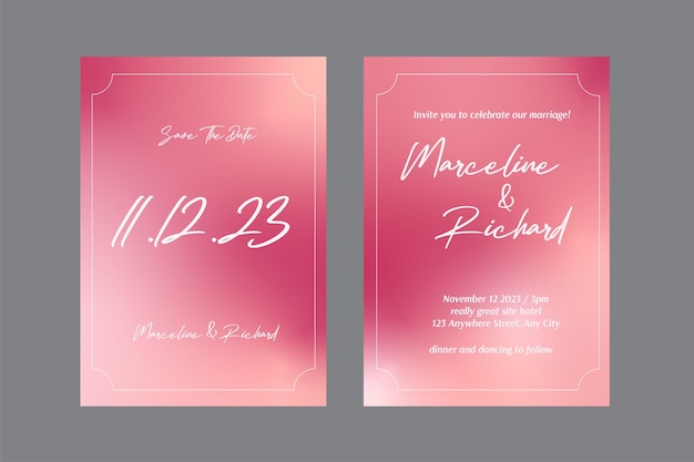 Pink Gradient Wedding Invitation