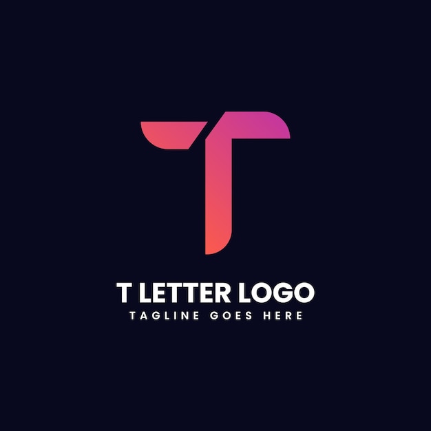 Vettore immagine vettoriale idea di design del logo lettera t con sfumature rosa