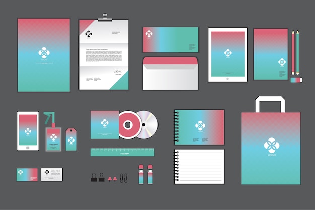 Pink and green corporate identity template for your business