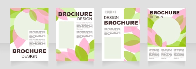 Vector pink and green leaves blank brochure layout design