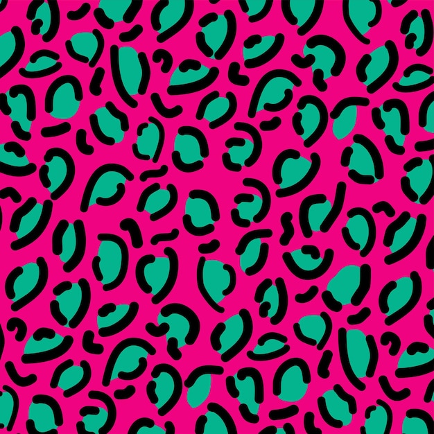 A pink and green leopard print pattern with a black and green texture