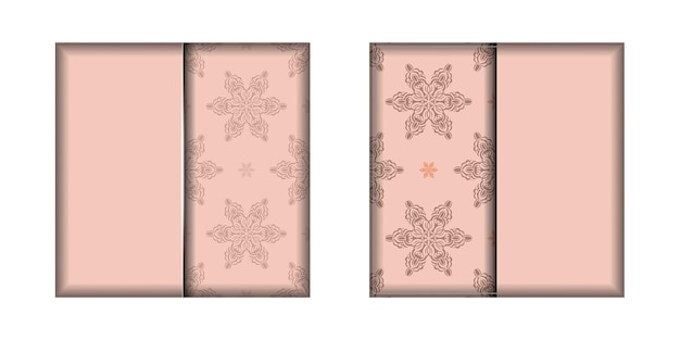 Pink greeting card with greek pattern for your design