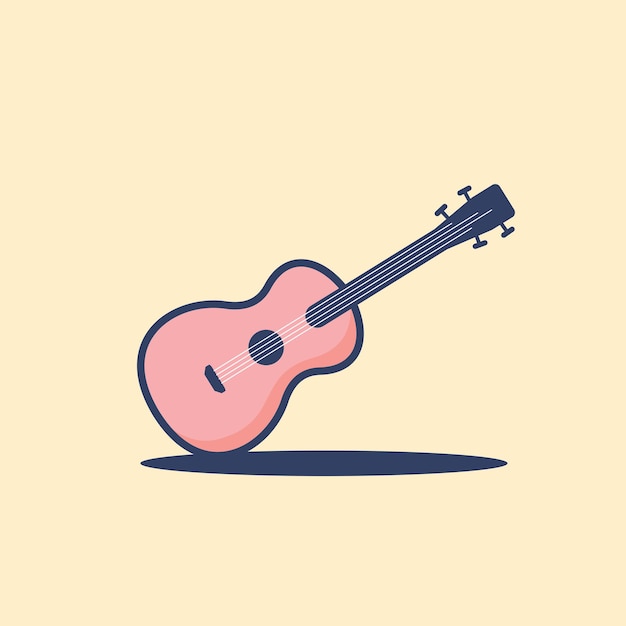 Pink guitar cartoon illustration