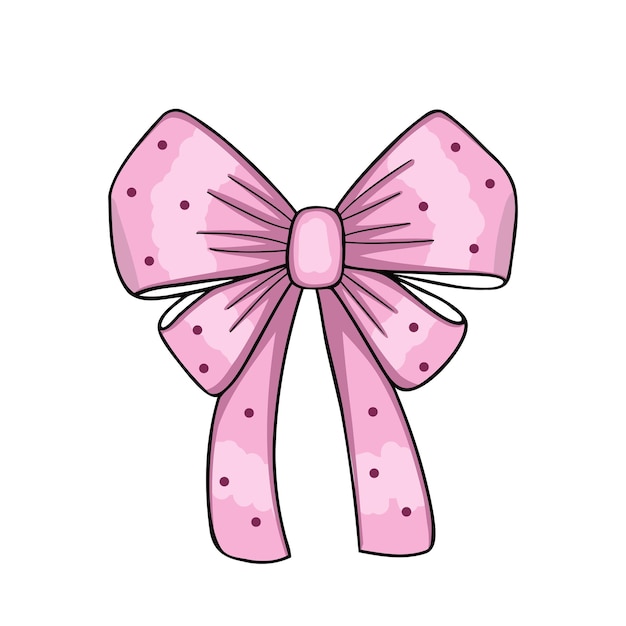 Vector pink hair bow clothes decor hand drawn illustration