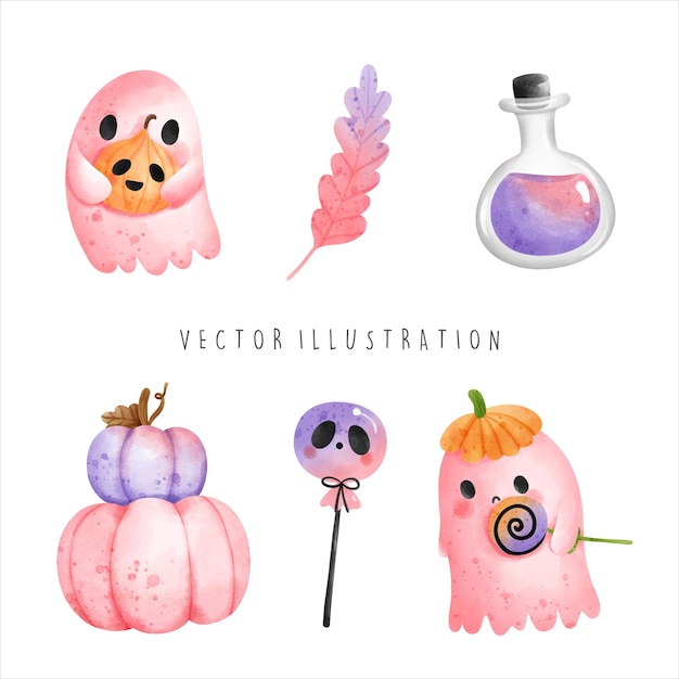 Pink halloween Happy Halloween vector illustration