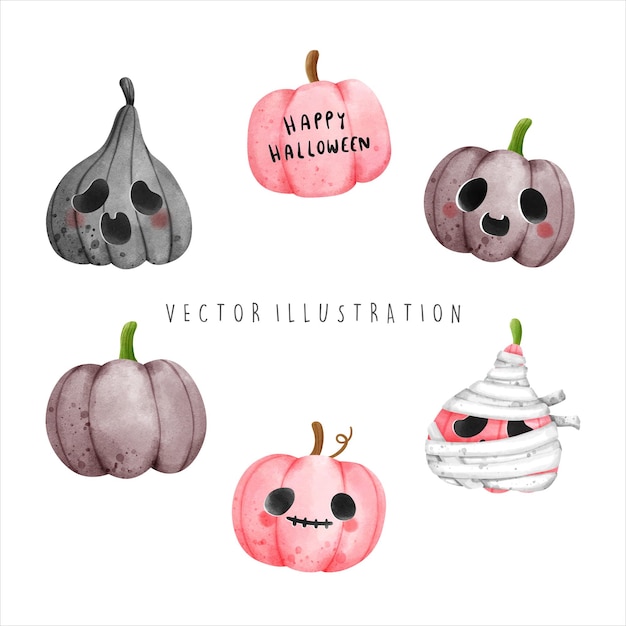 Pink halloween happy halloween vector illustration