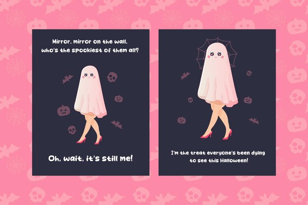 Vector pink halloween poster cocktail girl caption lettering funny caption vector illustration