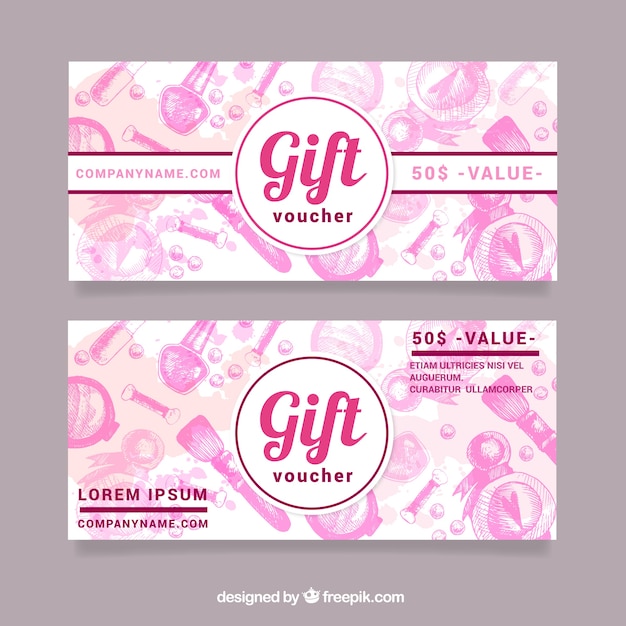 Pink hand painted beauty elements gift card