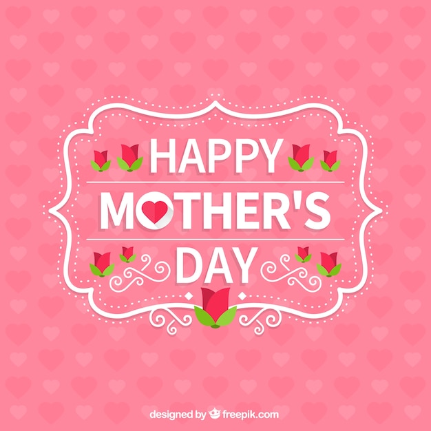 Vector pink happy mother's day background full of hearts