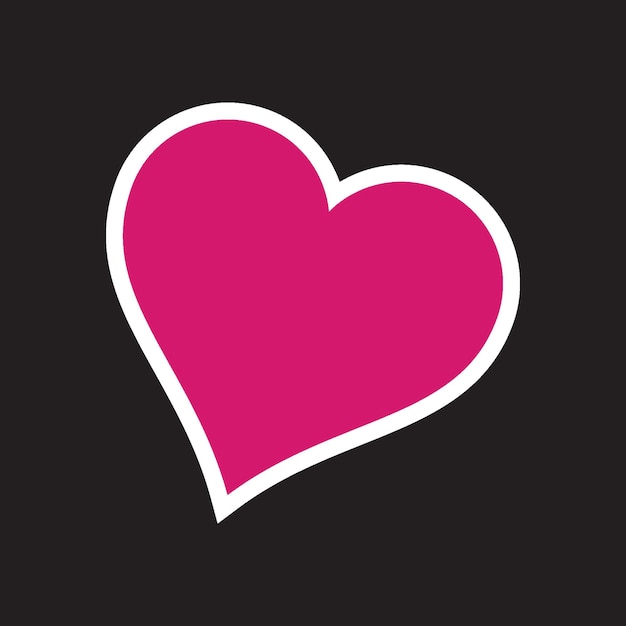 Pink Hart Icon Vector, Black Background