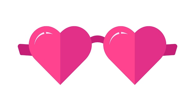 Pink Heart Glasses Isolated Vector Illustration