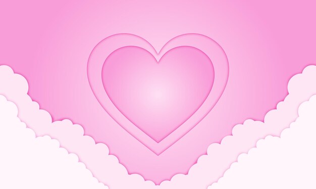 Розовое сердце руки облако в бумажном стиле на день святого валентина. Бизнес-дизайн для плакатов, баннеров.