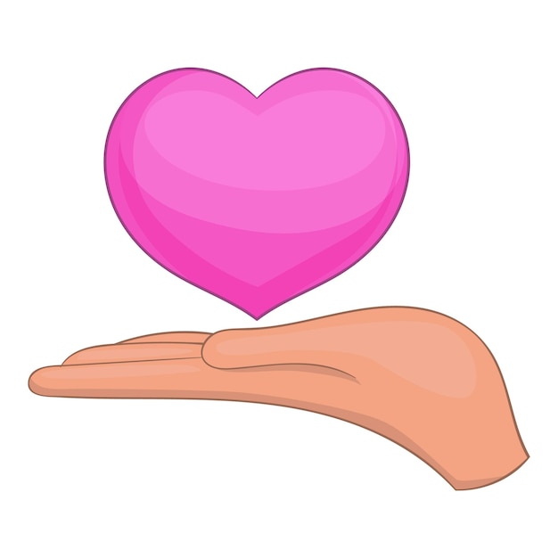 Vector pink heart in hand icon cartoon illustration of pink heart in hand vector icon for web