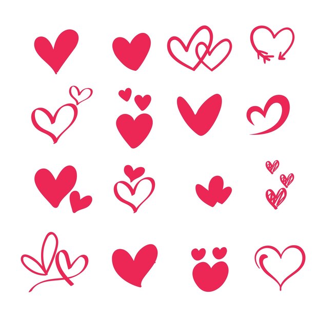 Pink heart icons vector illustration