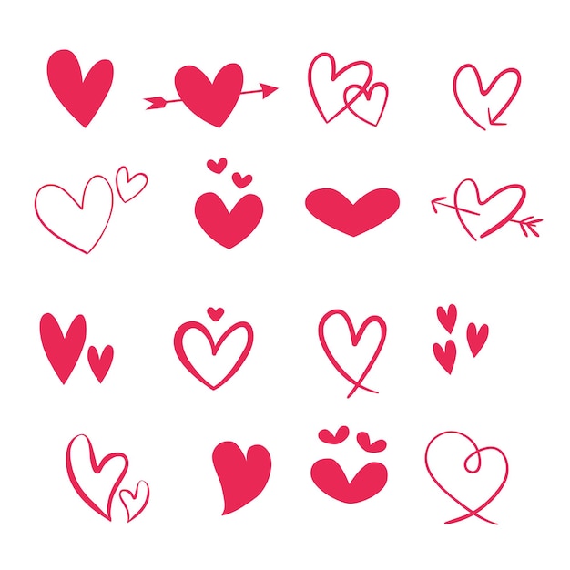 Vector pink heart icons vector illustration