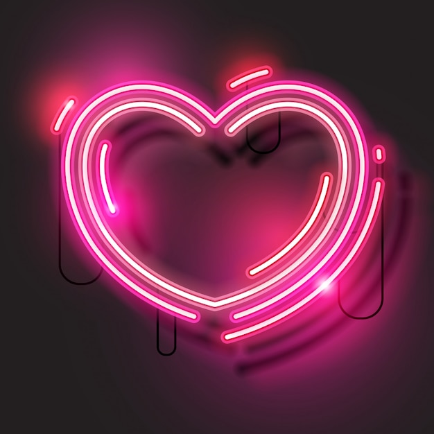 Banner al neon cuore rosa