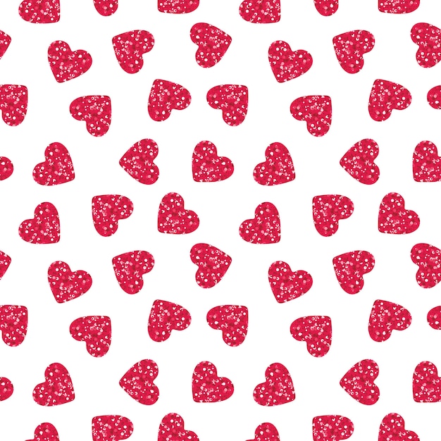 Pink heart shapes with glitter seamless pattern