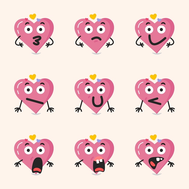 Vector pink heart smile love emoji emoticon valentine