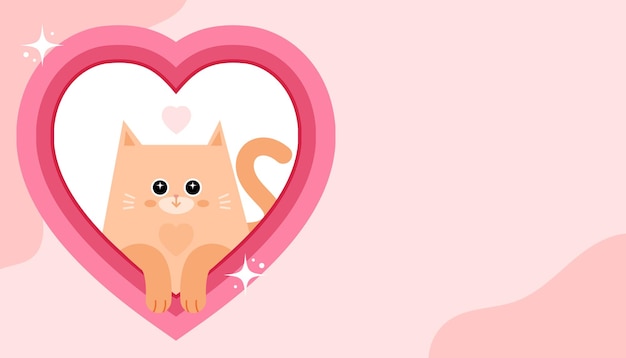 Vector a pink heart with a cat inside