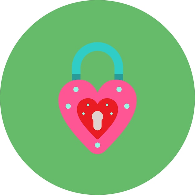 Vettore un cuore rosa con una serratura e uno sfondo verde