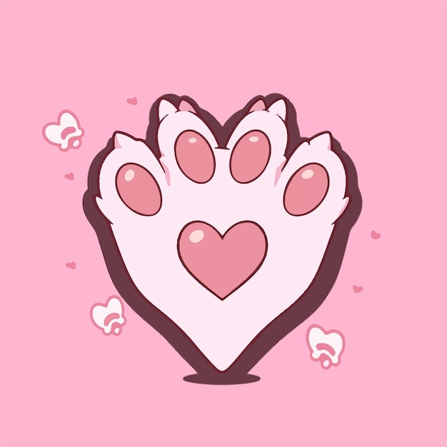 Vector a pink heart with a paw print in the middle