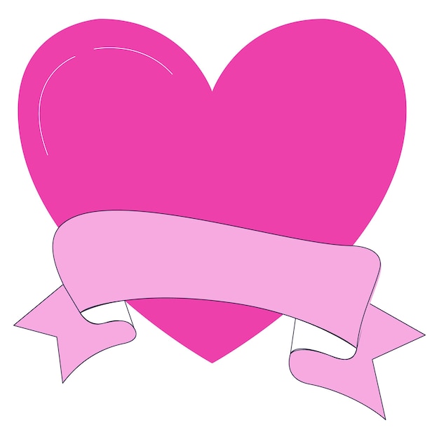 Vector pink heart with a ribbon for the inscription