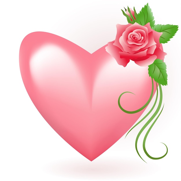 Pink heart with rose