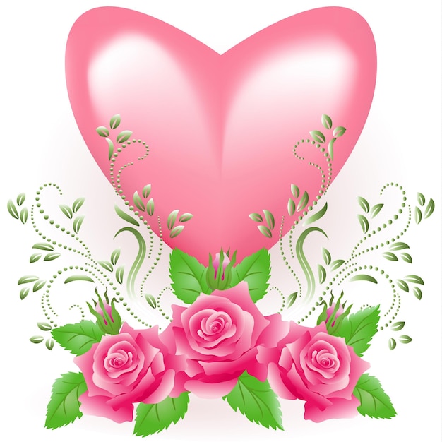 Pink heart with rose