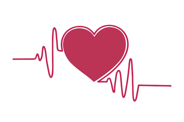 Pink heartbeat icon highlighted on a white background The pulse is in the shape of a heart