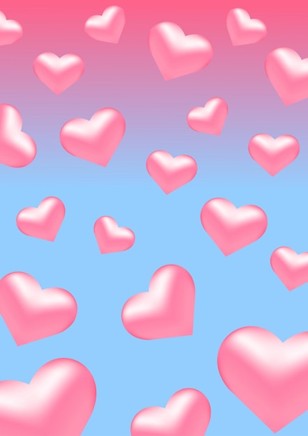 Vector pink hearts background