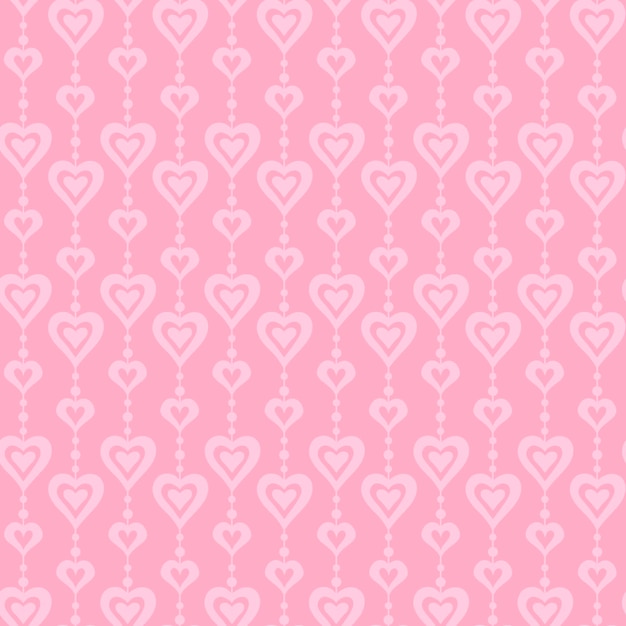 Pink hearts and pearls vector seamless pattern Love background