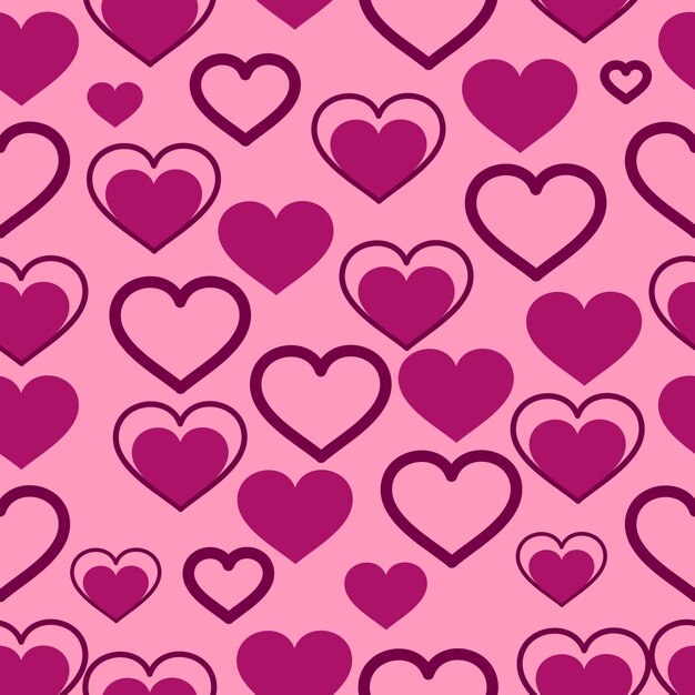 Vector pink hearts seamless pattern