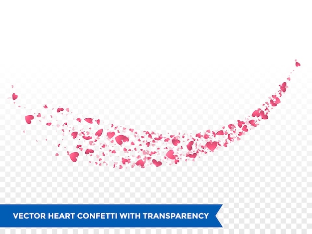 Розовое сердце след или вектор свадьба любовь комета след конфетти след прозрачный фон