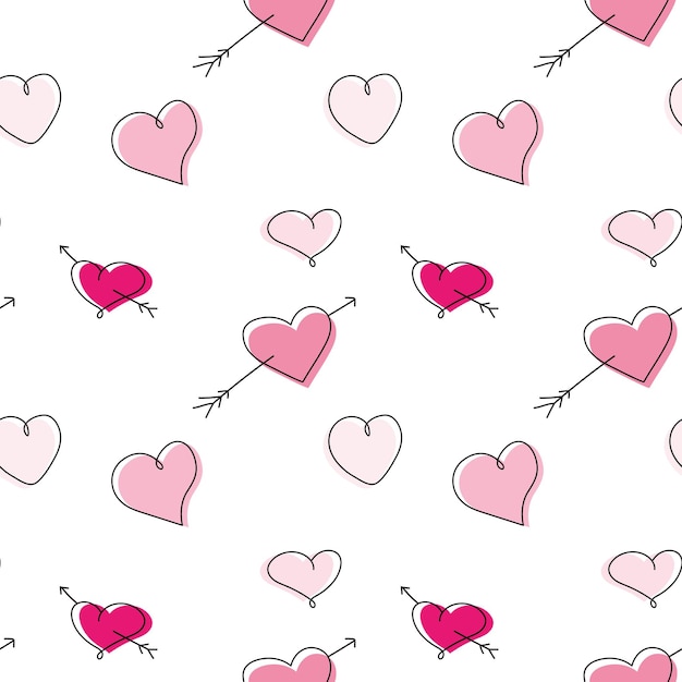 pink hearts with a arrow pointing to the right