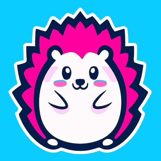 Vector a pink hedgehog with a pink hairdo on a blue background.