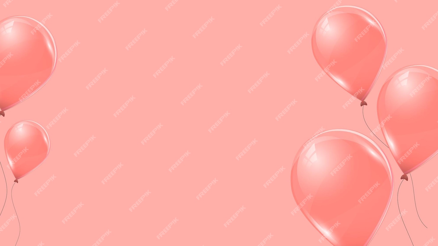 Premium Vector | Pink helium balloons on pink background. flying latex ...