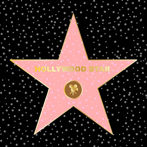 Vettore una stella di hollywood rosa su sfondo nero