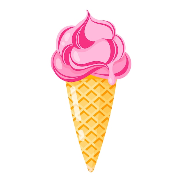 Pink Ice cream cone or sundae with topping. Summer healthy sweetness