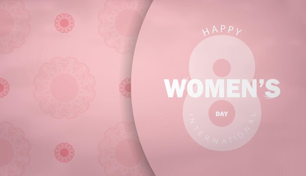 ヴィンテージの装飾が施されたピンクの国際女性の日チラシ