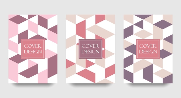벡터 4 사이즈의 핑크 아이소메트릭 커버 컬렉션