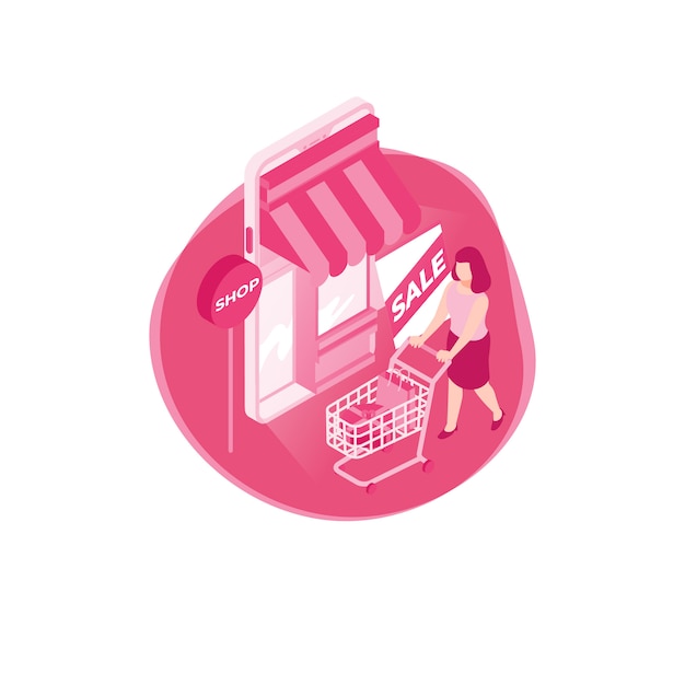 Pink Isometric Online Shop