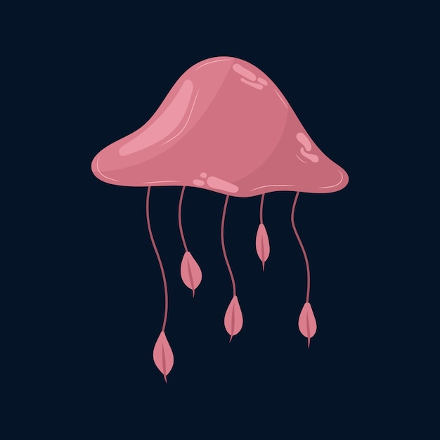 Pink jellyfish vector illustratie op zwarte geïsoleerde achtergrond