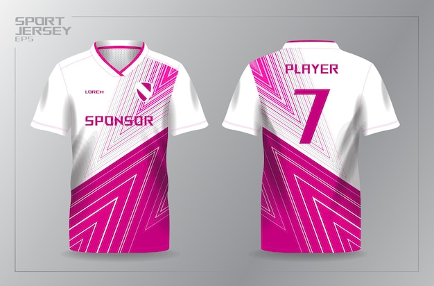 pink jersey for sport apparel and team uniform shirt template